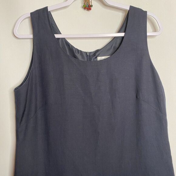 Jessica Howard Linen Blend Blue Midi Dress Lined Zip Closure Slit Sides Size 12 - Picture 6 of 13